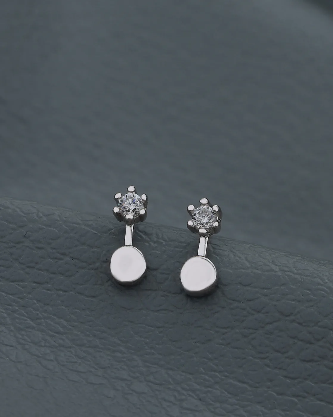Rhodium Plated Contemporary Half Hoop Earring