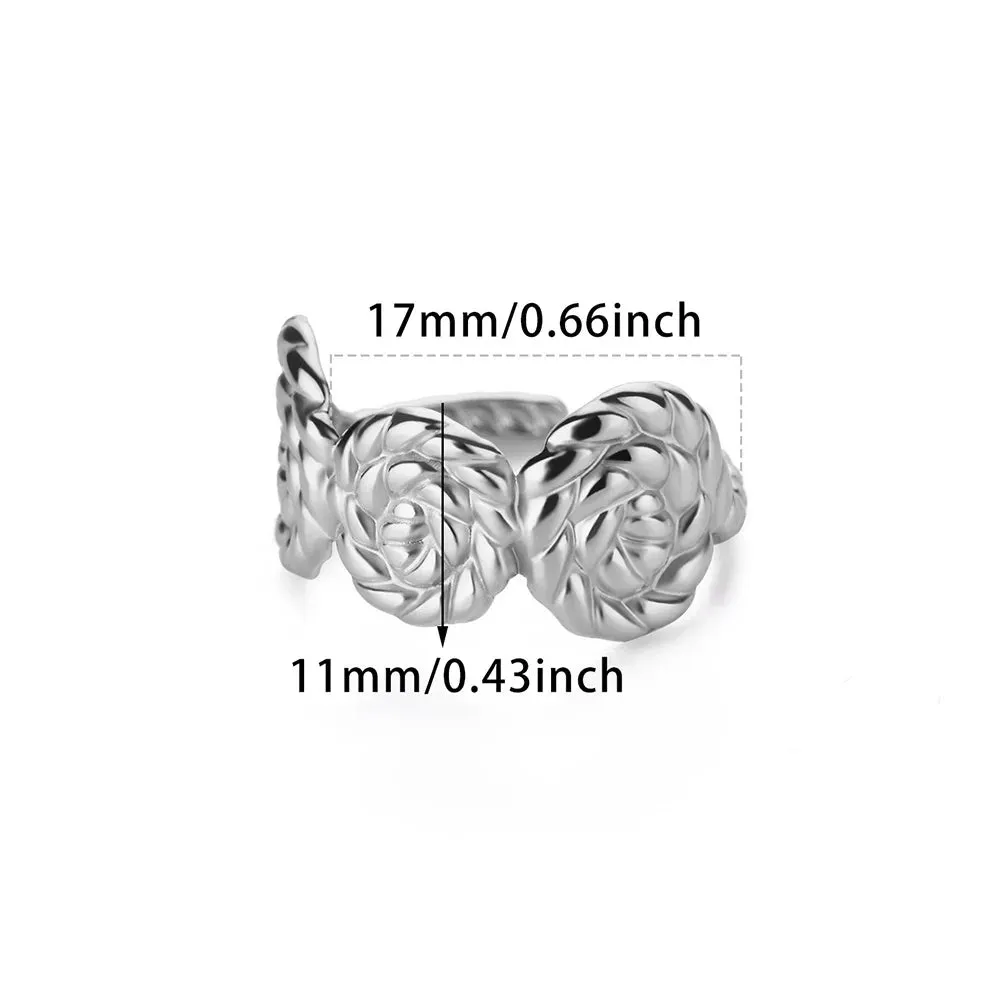 Rose Flower Adjustable Stainless Steel Ring