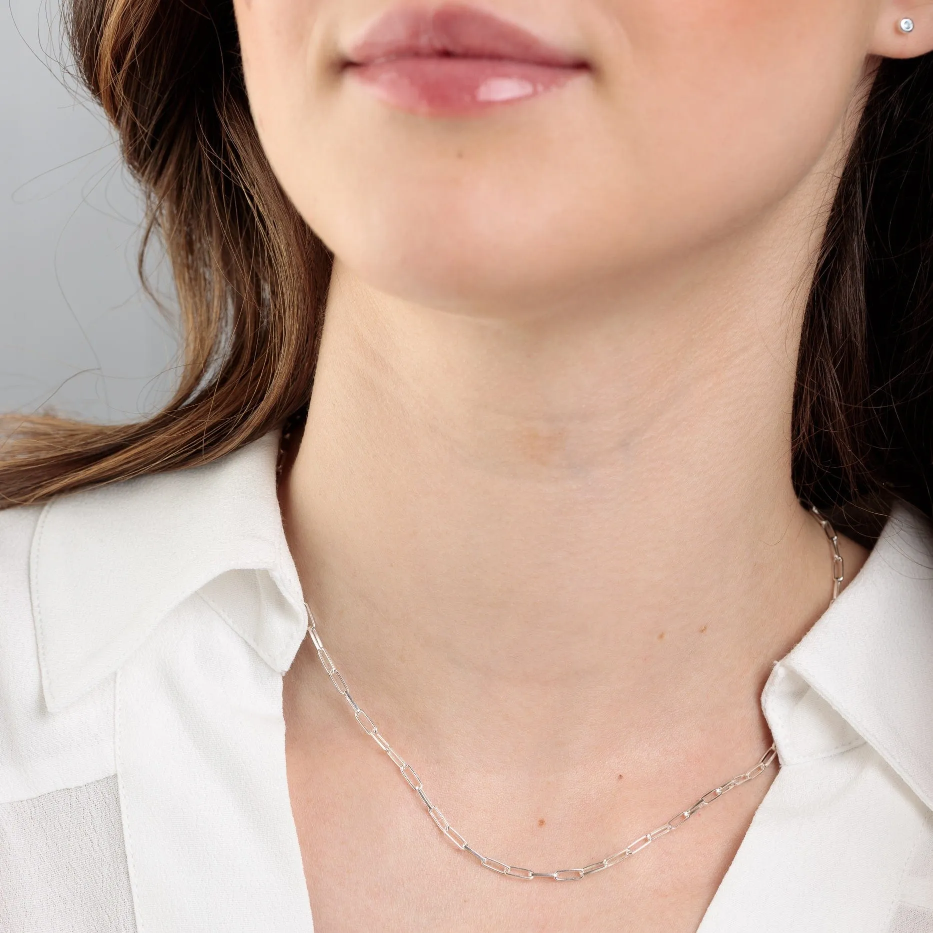 Silver Box Link Chain Necklace