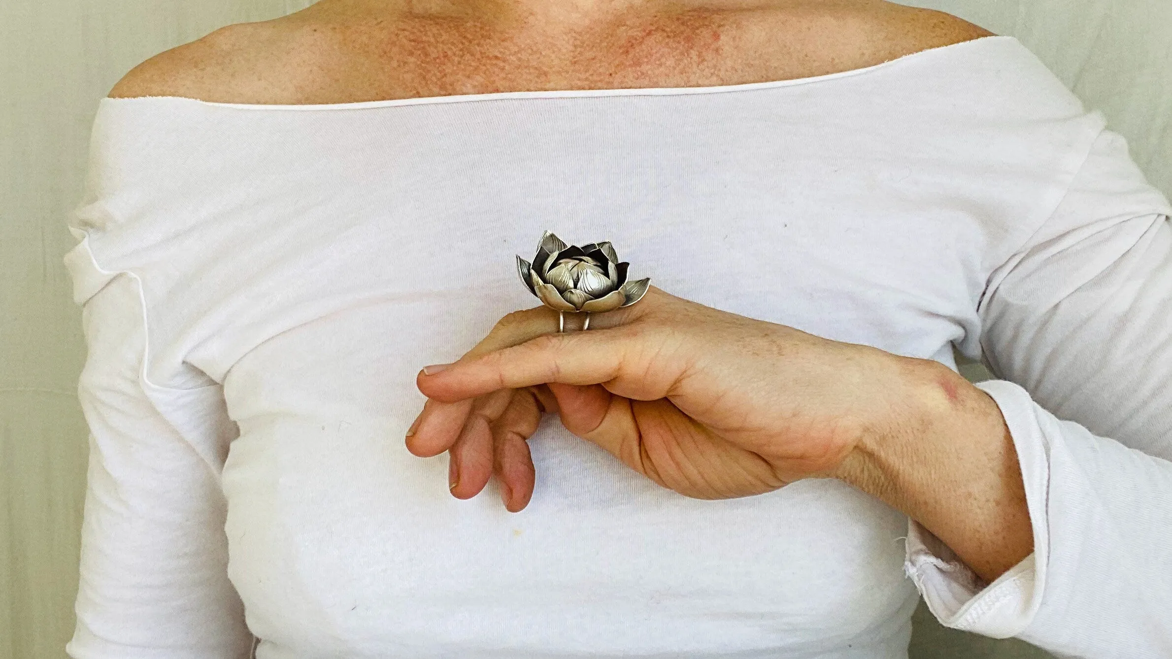 Silver Lotus Ring. Adjustable