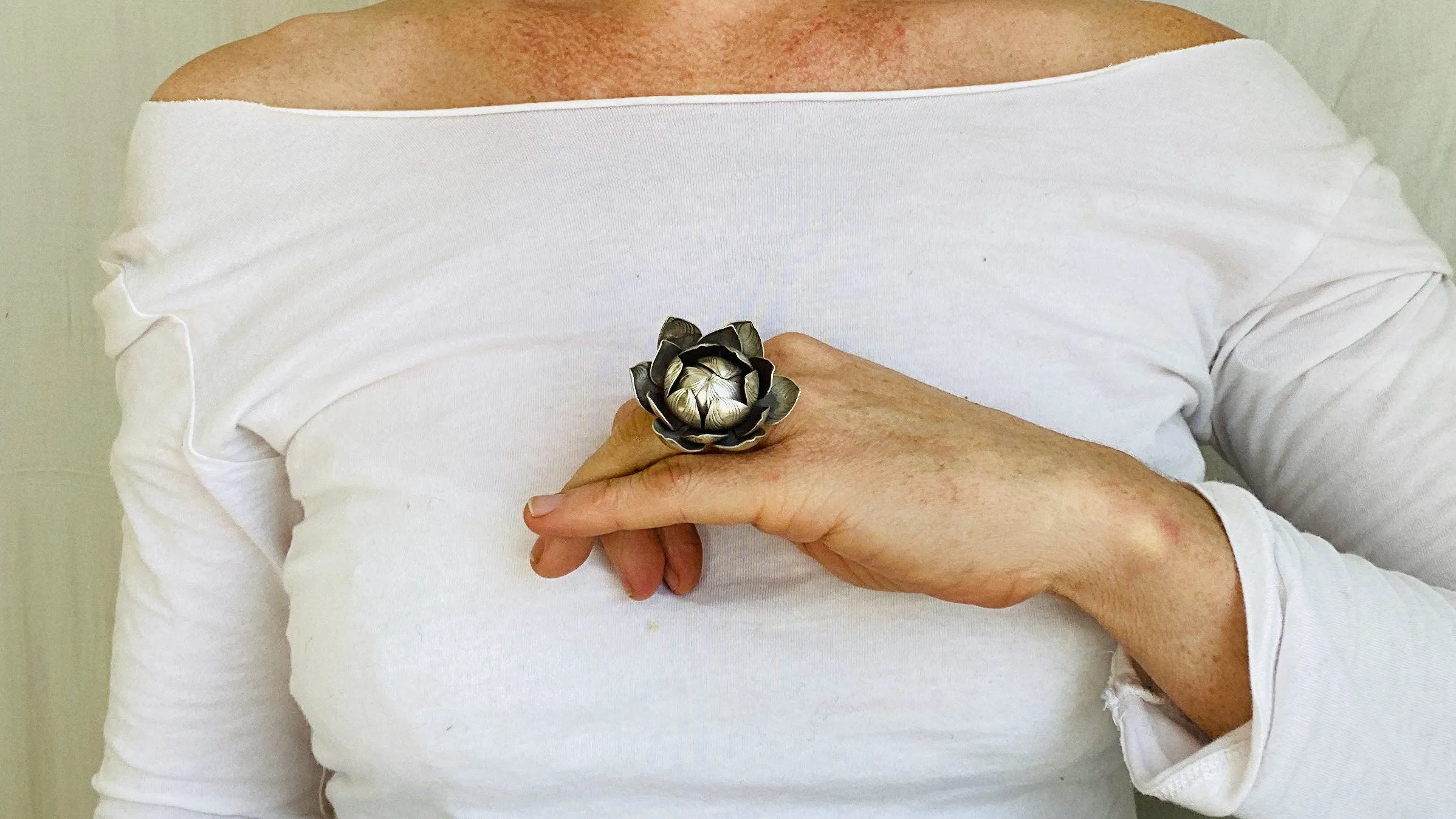 Silver Lotus Ring. Adjustable