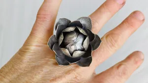 Silver Lotus Ring. Adjustable