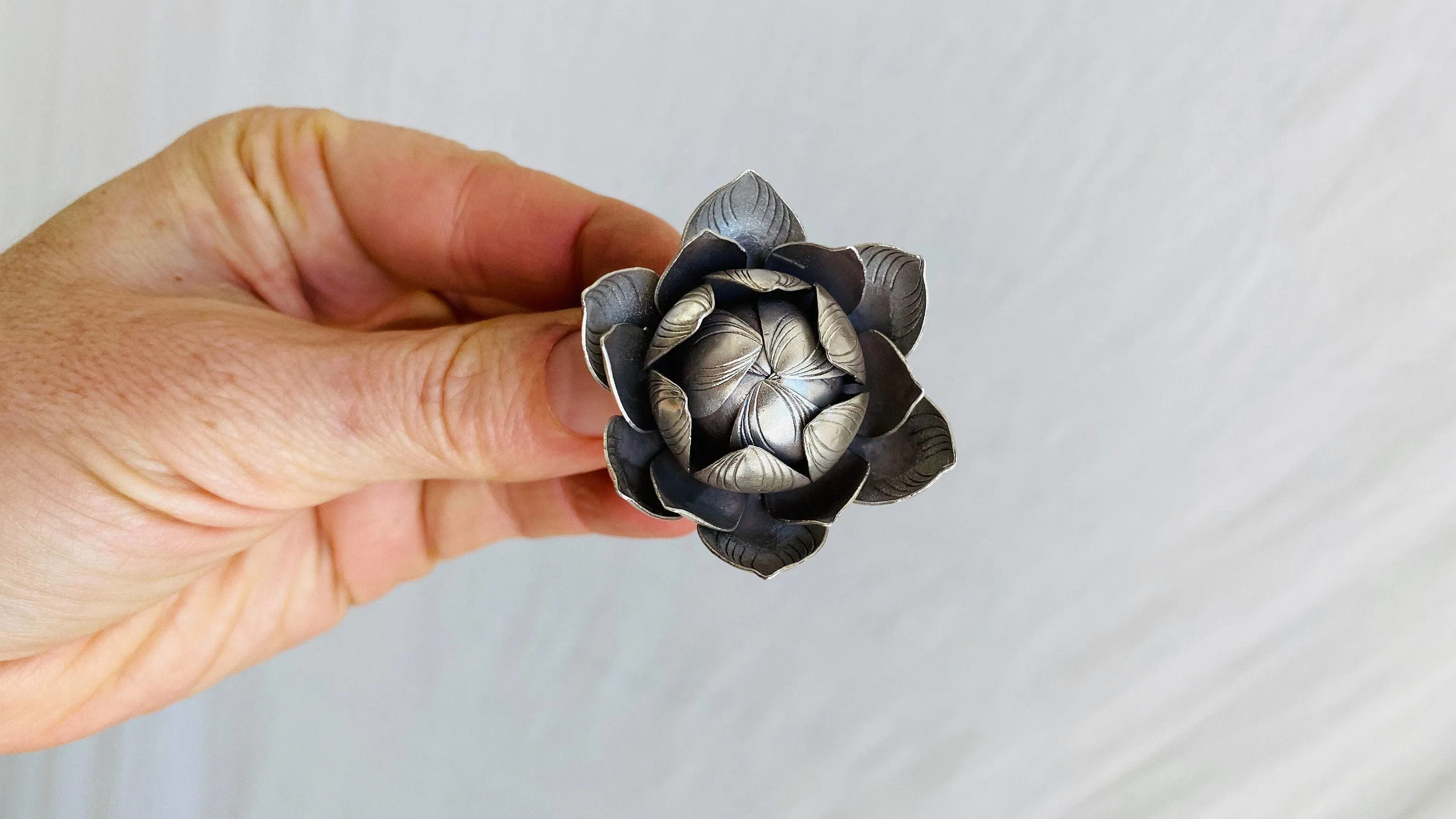 Silver Lotus Ring. Adjustable