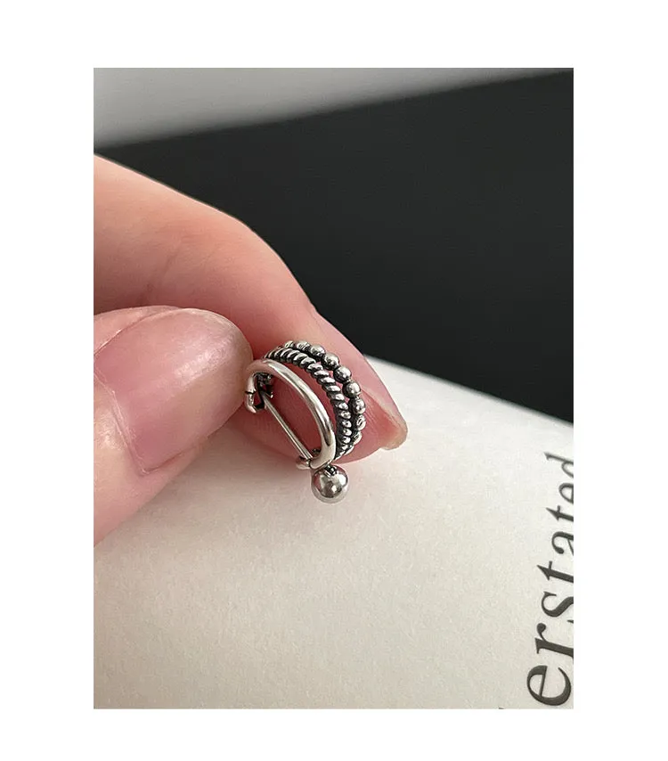 Silver Trio Line Helix Barbell Piercing Hoop (20G)