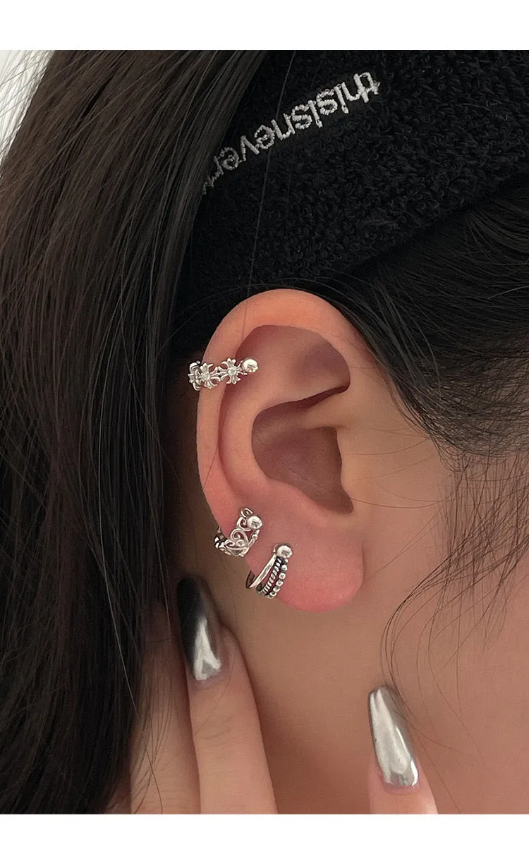 Silver Trio Line Helix Barbell Piercing Hoop (20G)