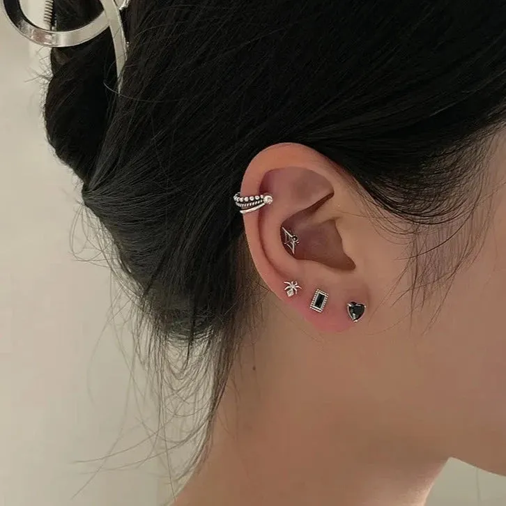 Silver Trio Line Helix Barbell Piercing Hoop (20G)