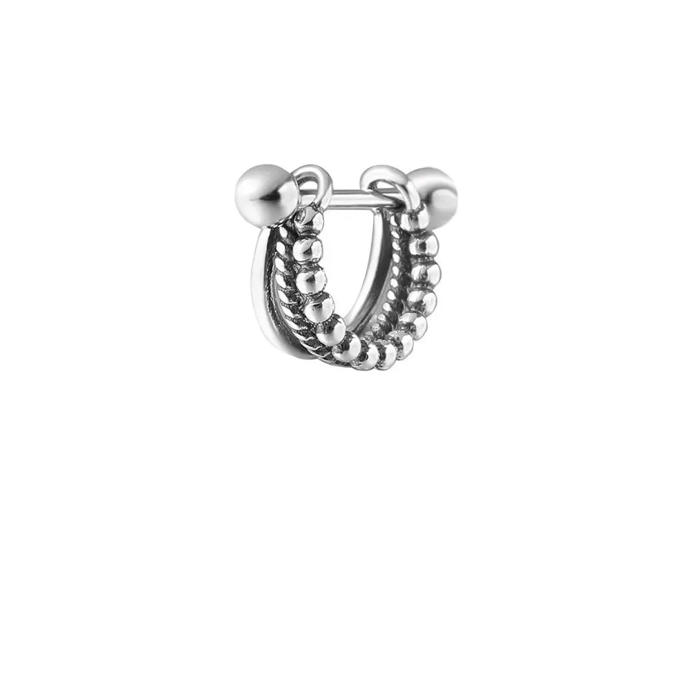 Silver Trio Line Helix Barbell Piercing Hoop (20G)