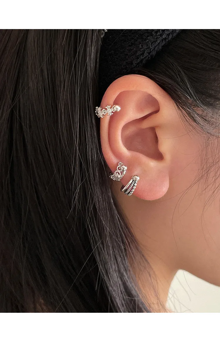Silver Trio Line Helix Barbell Piercing Hoop (20G)