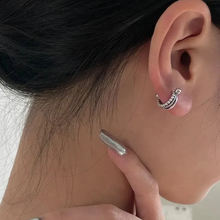 Silver Trio Line Helix Barbell Piercing Hoop (20G)