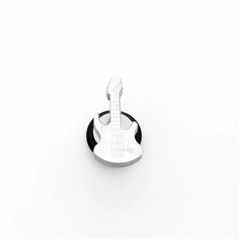 Stainless Steel Guitar Fake Plug Earring - Silver