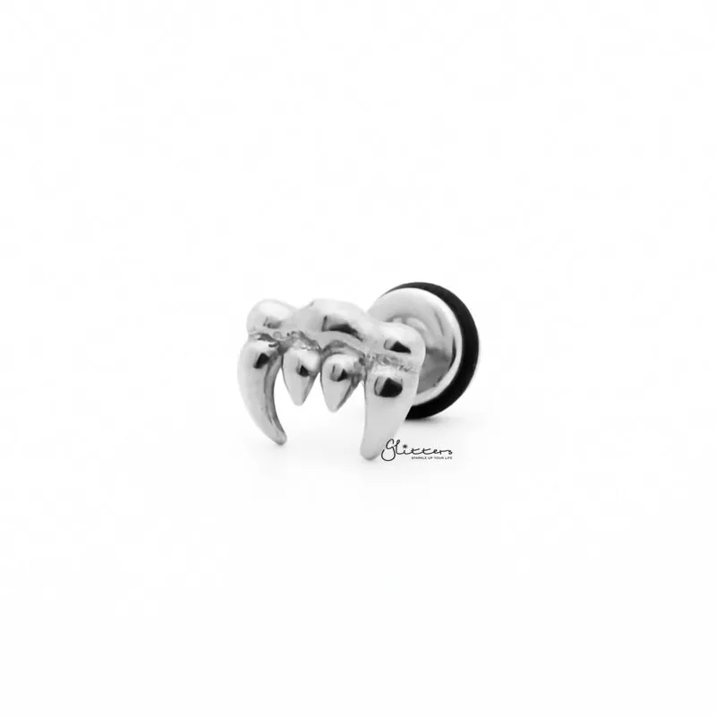 Stainless Steel Vampire Teeth Fake Plug Earring - Silver