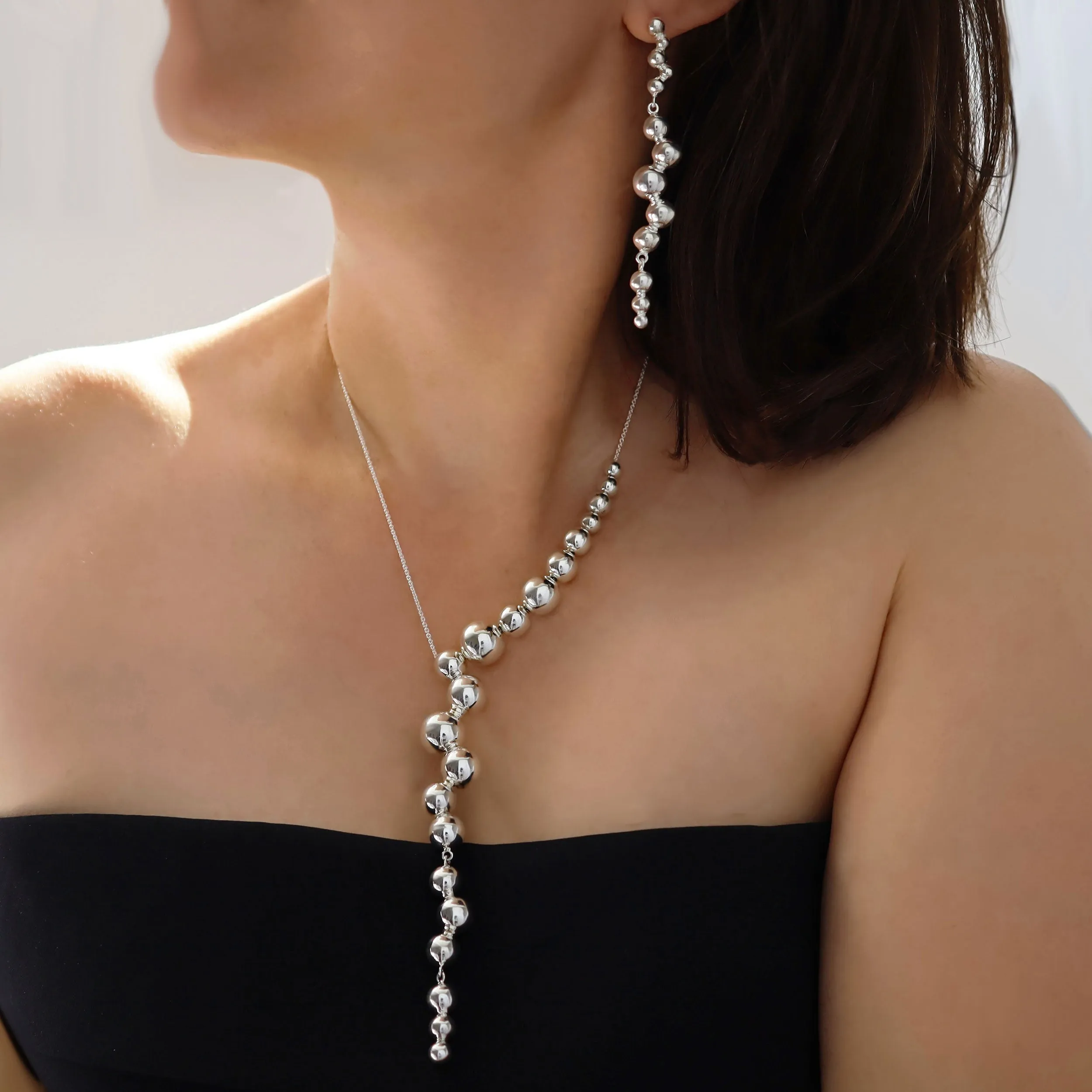 Sterling Silver Dangling Grapes Earrings