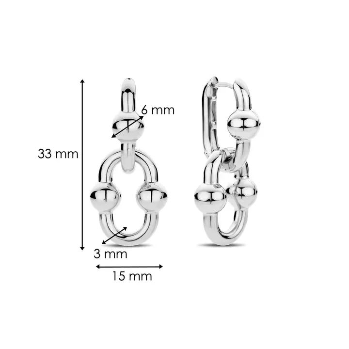TI SENTO 7916SI DOUBLE BEAD HUGGIE EARRINGS
