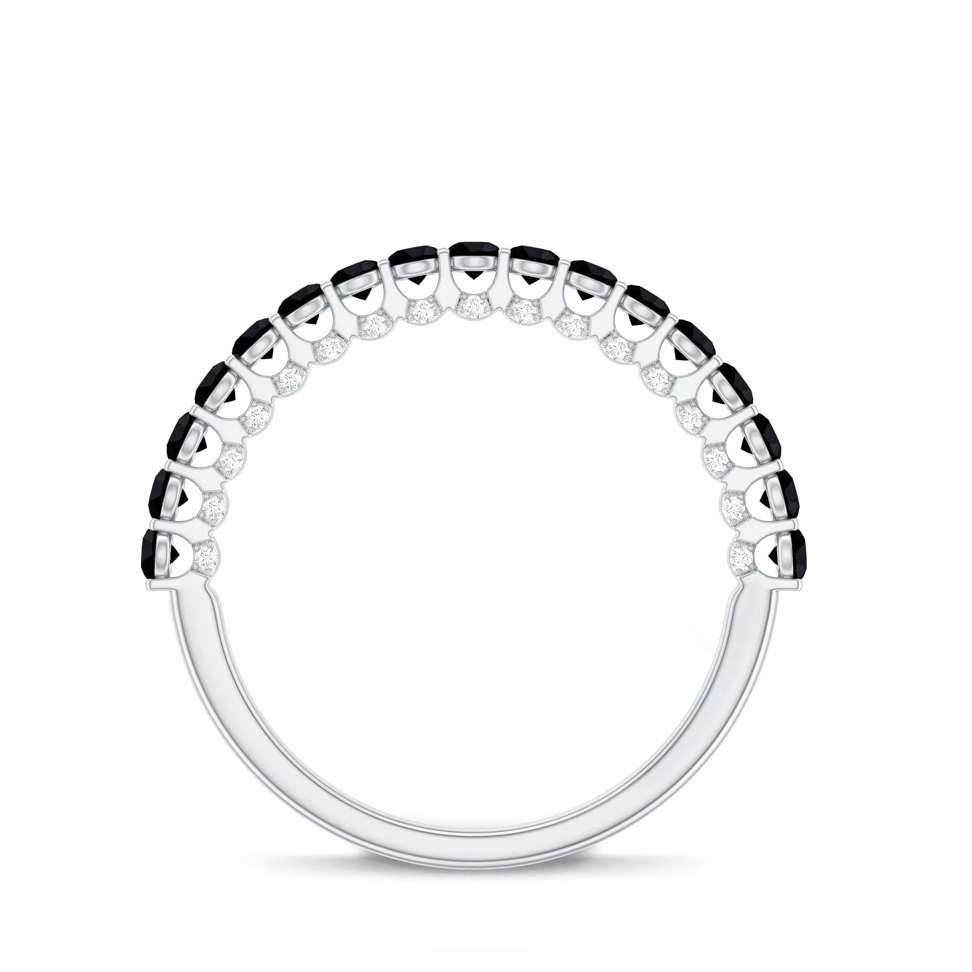 Trendy Black and White Diamond Semi Eternity Ring
