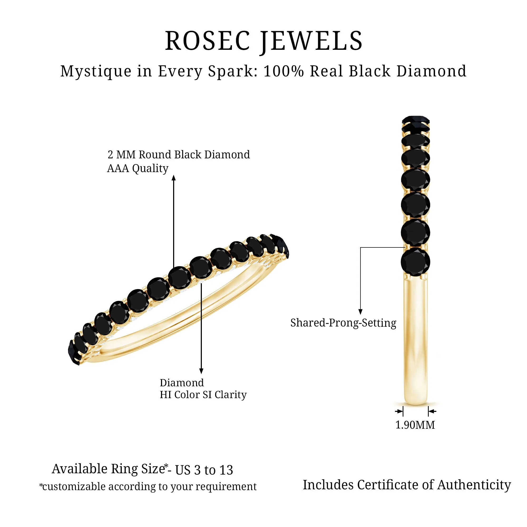 Trendy Black and White Diamond Semi Eternity Ring
