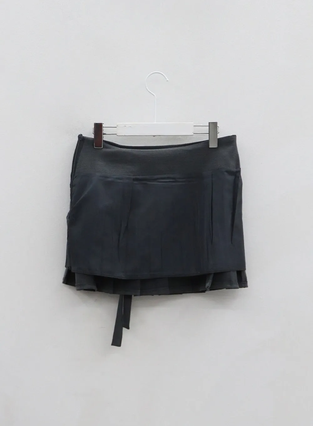 Two Side Belt Pleated Mini Skirt BO27