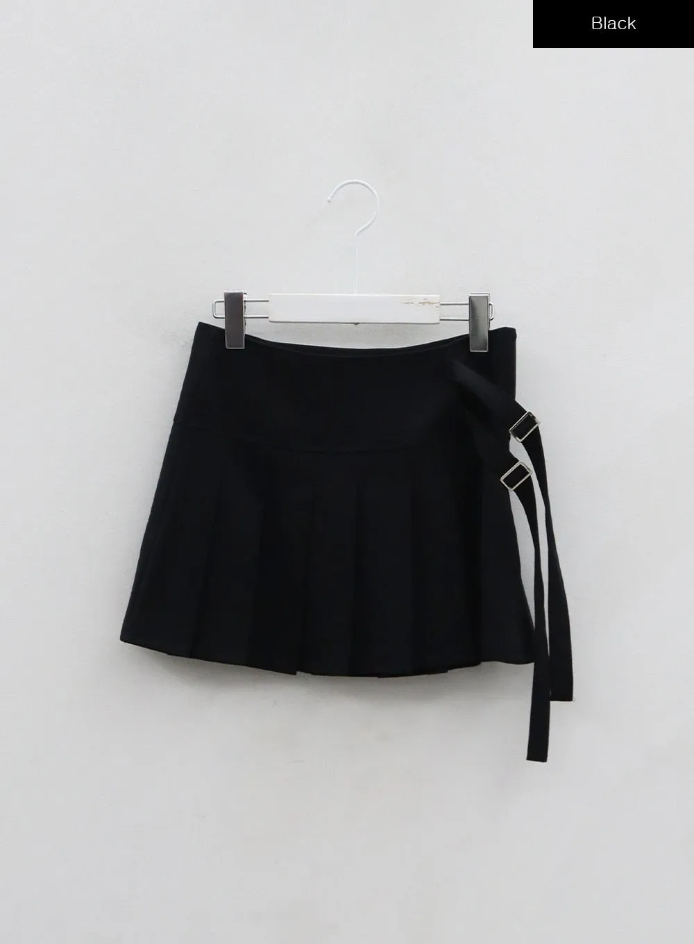 Two Side Belt Pleated Mini Skirt BO27