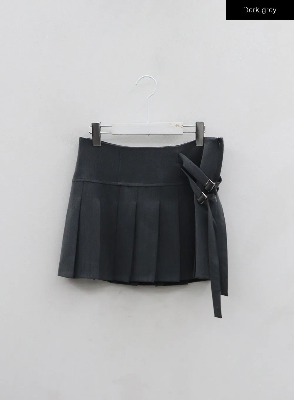 Two Side Belt Pleated Mini Skirt BO27