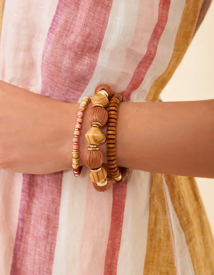 Wood Stretch Bracelet 8mm Brown