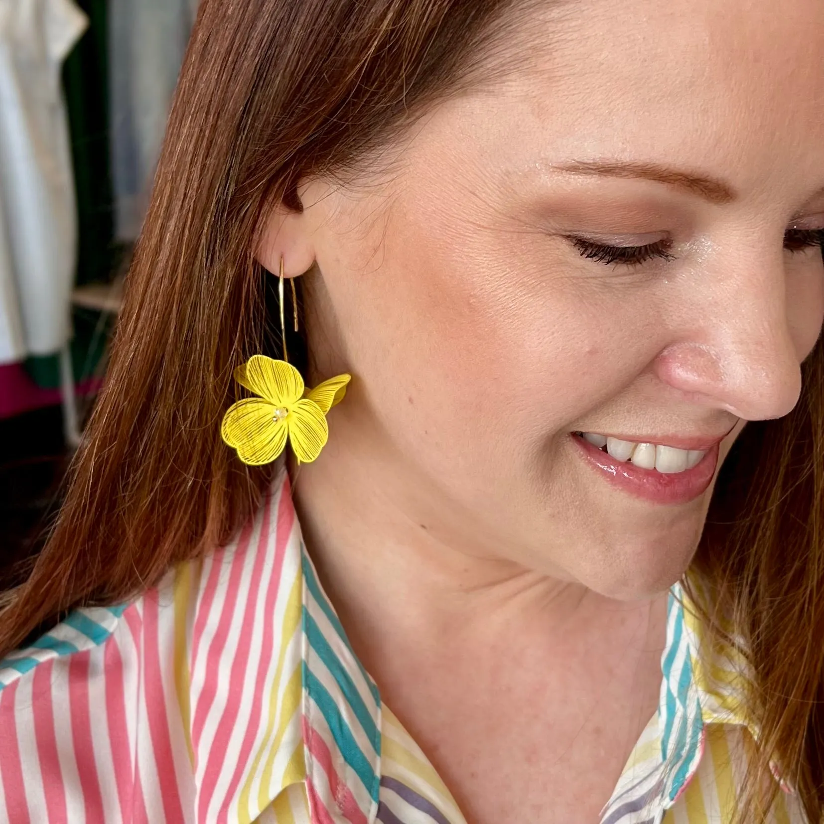 Yellow 3D Flower Earring